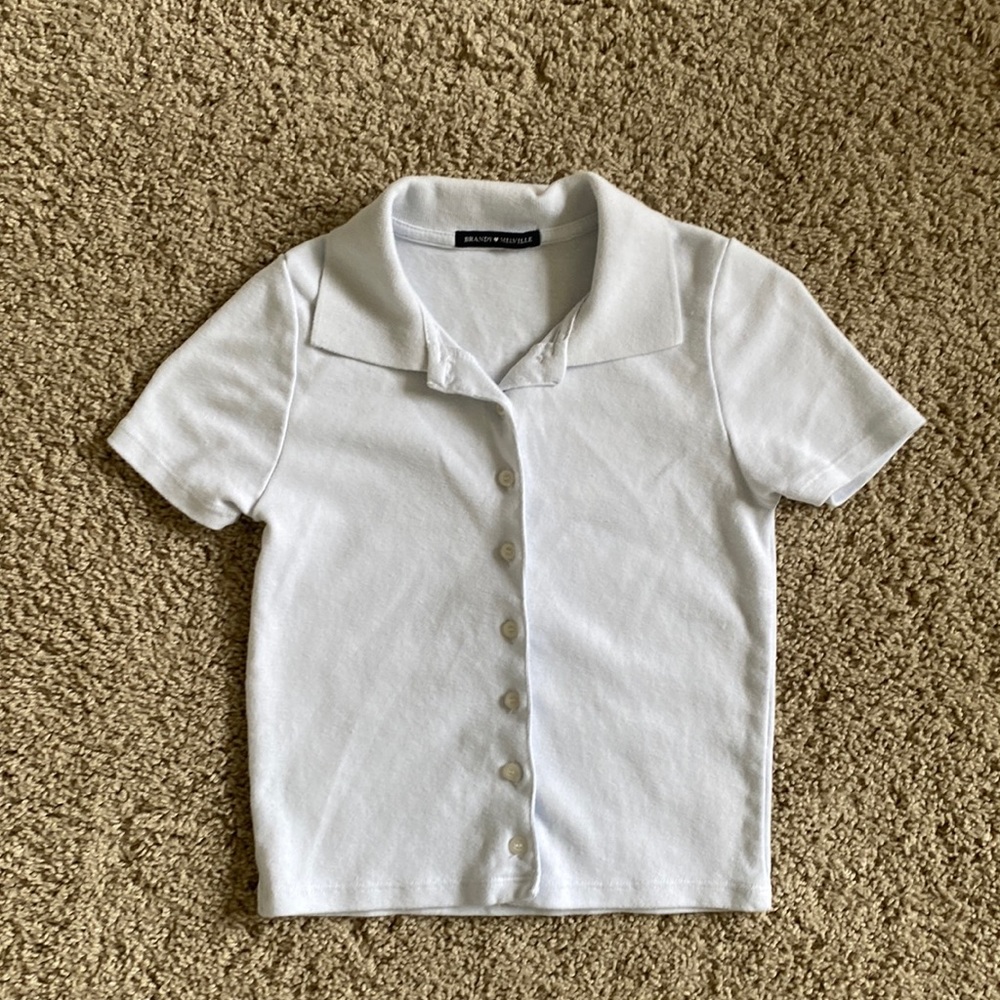 Brandy Melville white collared crop top | size: xs